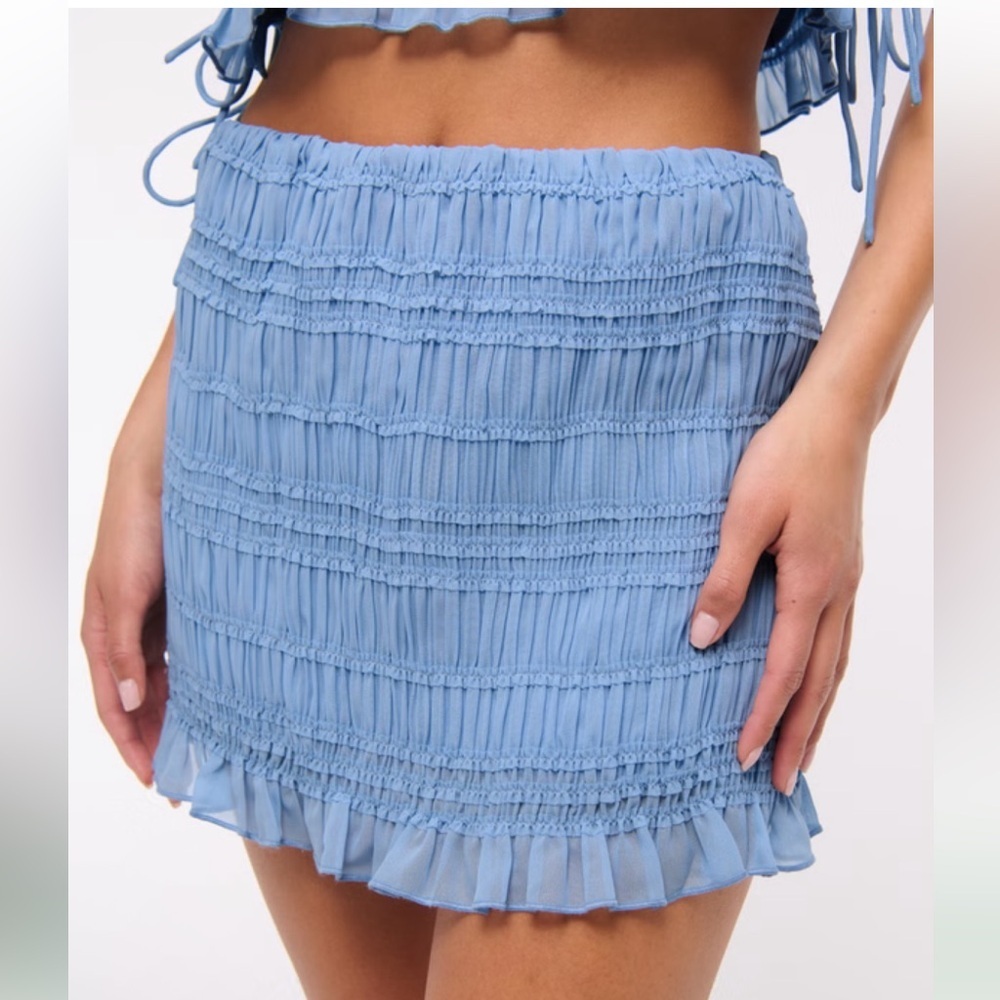 Abercrombie & Fitch Light Blue ruched Ruffled Mini Skirt skort 38077